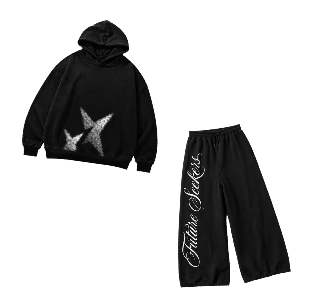Conjunto Ash Star: sudadera negra y jogger