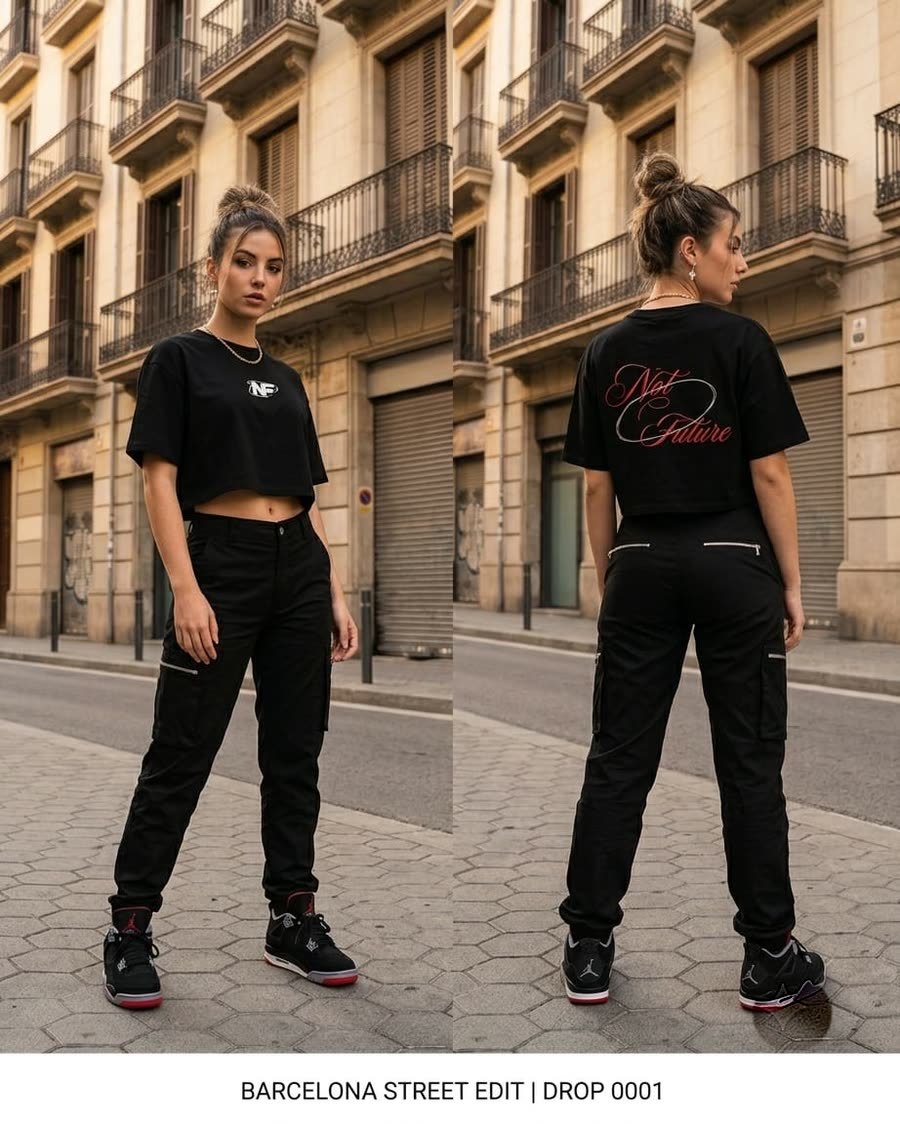 Look de NOT FUTURE fotografiado en Barcelona