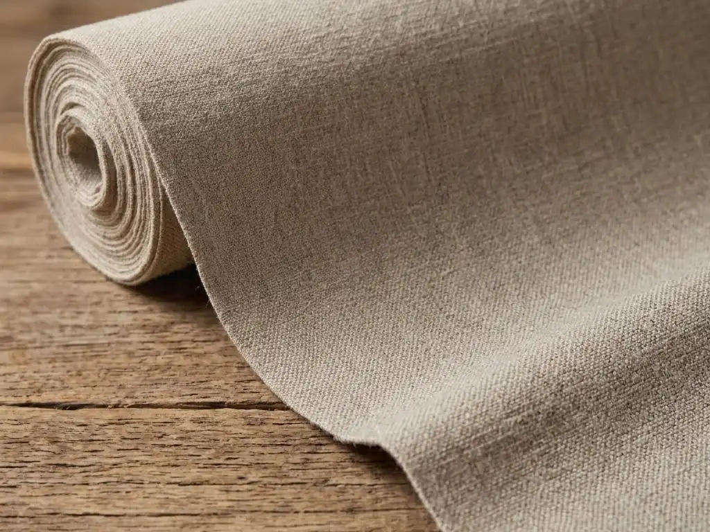 Rollo de punto de algodón de 230 g/m² sobre la mesa de corte